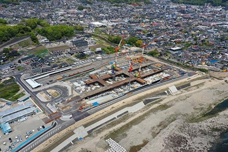 太田川側からの工事全景 写真