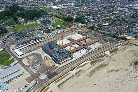 太田川~敷地南西側からの工事全景 写真