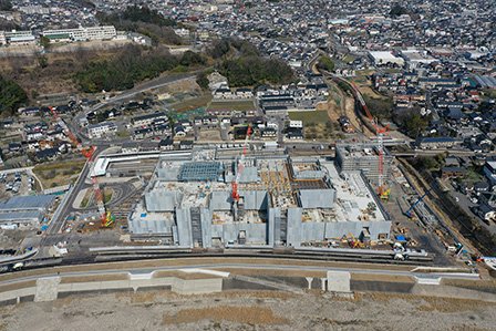 敷地南側~太田川上空よリドローンで撮影 写真